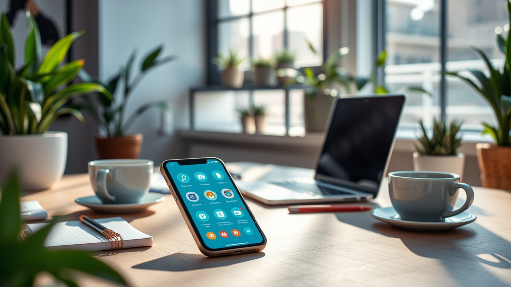 DALLE mobile aps on desk - Silver Horse Social